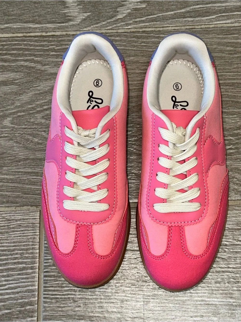 La Sheelah Mody Wavy Low Top Women’s 6 Sneakers Lace-Up Two Tone Pink Streetwear